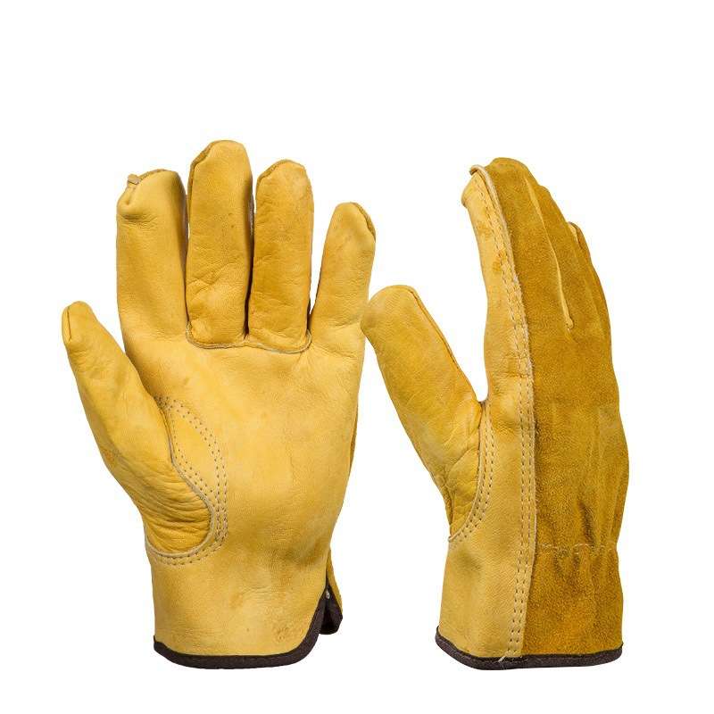 1Pair Leather Gloves Working Protection Gloves Security Garden Labor Gloves Wea
