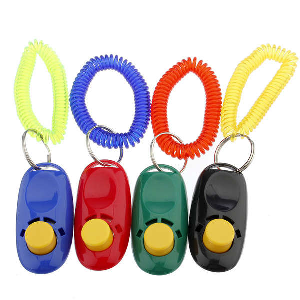 Pet Dog Button Click Clicker Trainer Training Aid Wrist Strap Guide