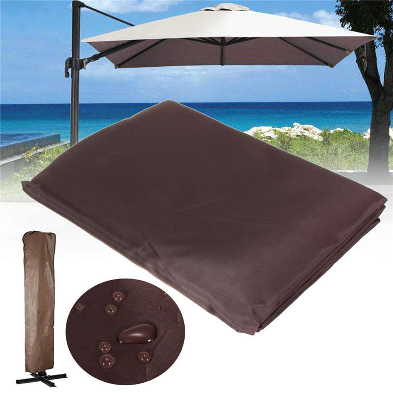 260x70CM Brown Waterproof Garden Patio Parasol Umbrella Outdoor Canopy Protecti