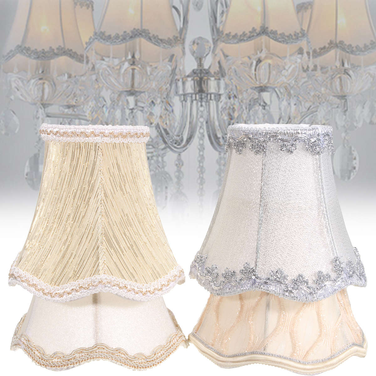 Vintage Small Lace Lamp Shades Textured Fabric Covers for Ceiling Chandelier Li
