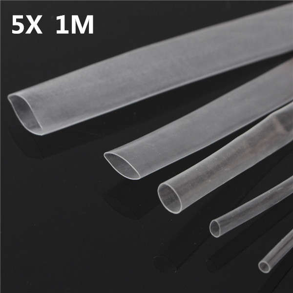 DANIU 5Pcs Halogen-Free 2:1 Heat Shrink Tubing Transparent Wire Cable Sleeving