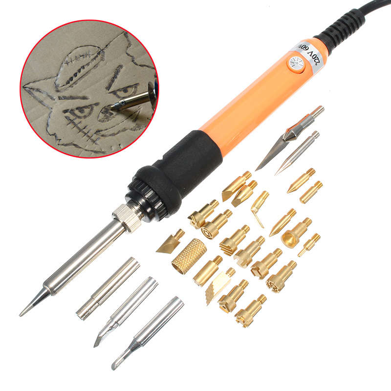 2 in 1 Magic Soldering Pyrography Tools Set with 3pcs Soldering Iron Tips + 23p
