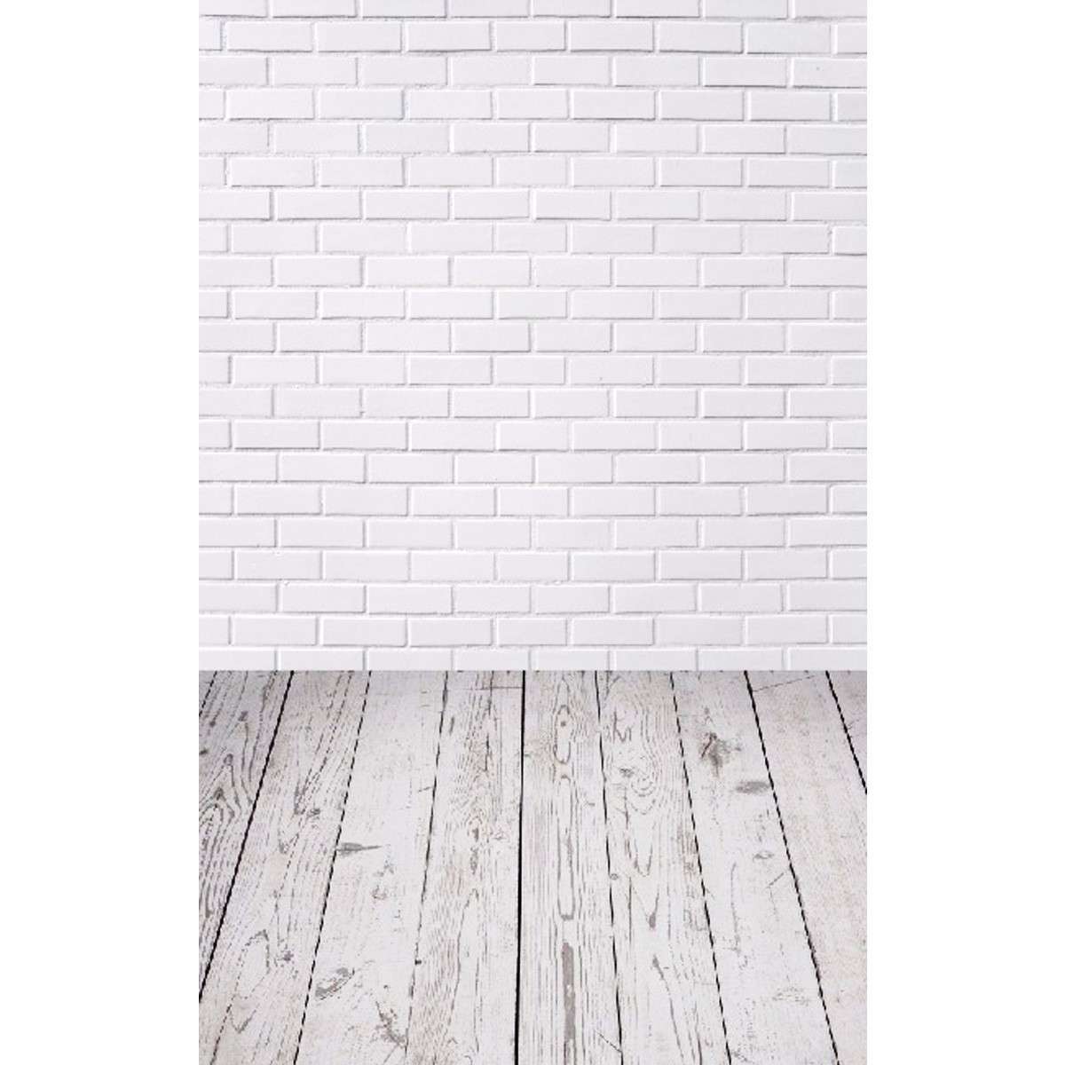 5x7FT Vinyl White Brick Wall Wood Floor Backdrop Studio Prop Photography Backgr