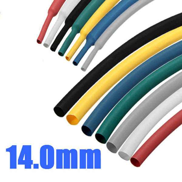1M 14.0mm 7 Color 2:1 Polyolefin Heat Shrink Tubing Tube Sleeving Wrap