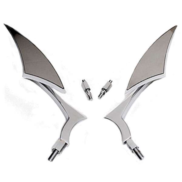 Motorcycle Rear View Mirrors Chrome Triangular Leaves 8mm 10mm For Honda Harley