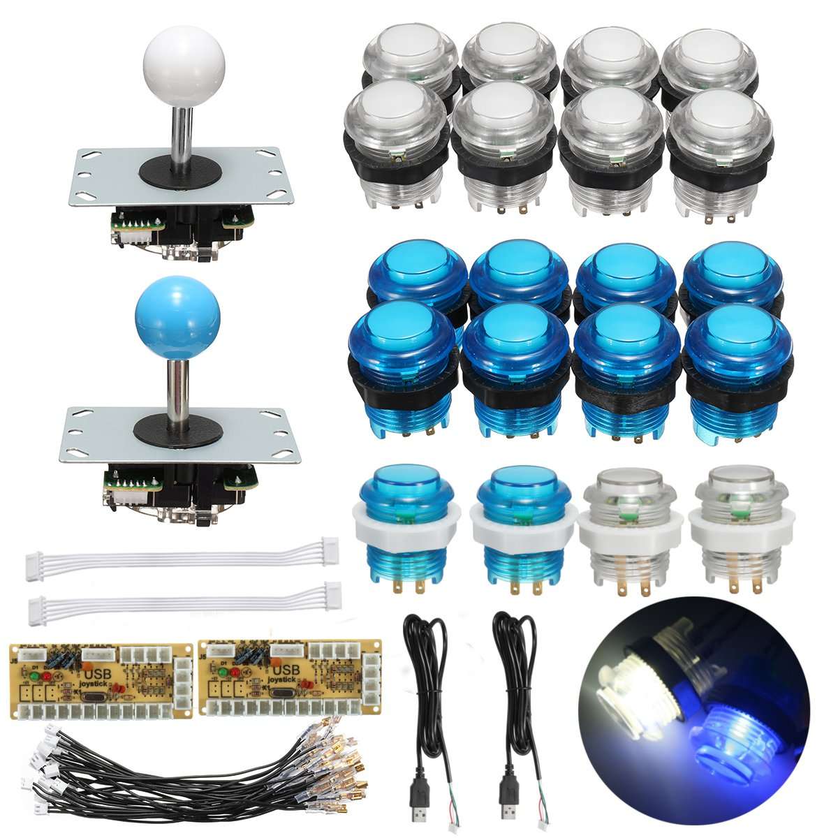 LED Push Button Joystick USB Encoder Zero Delay Arcade Game DIY Kit Parts