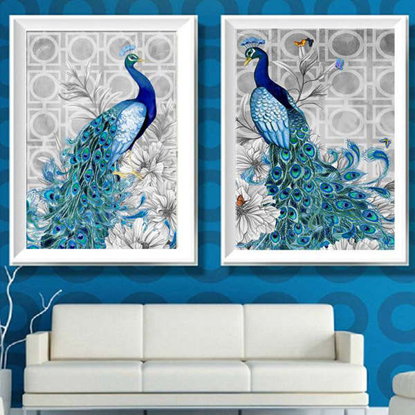 40x58m DIY Peacock Animal 5D Diamond Painting Resin Rhinestone Cross-stitch Kits