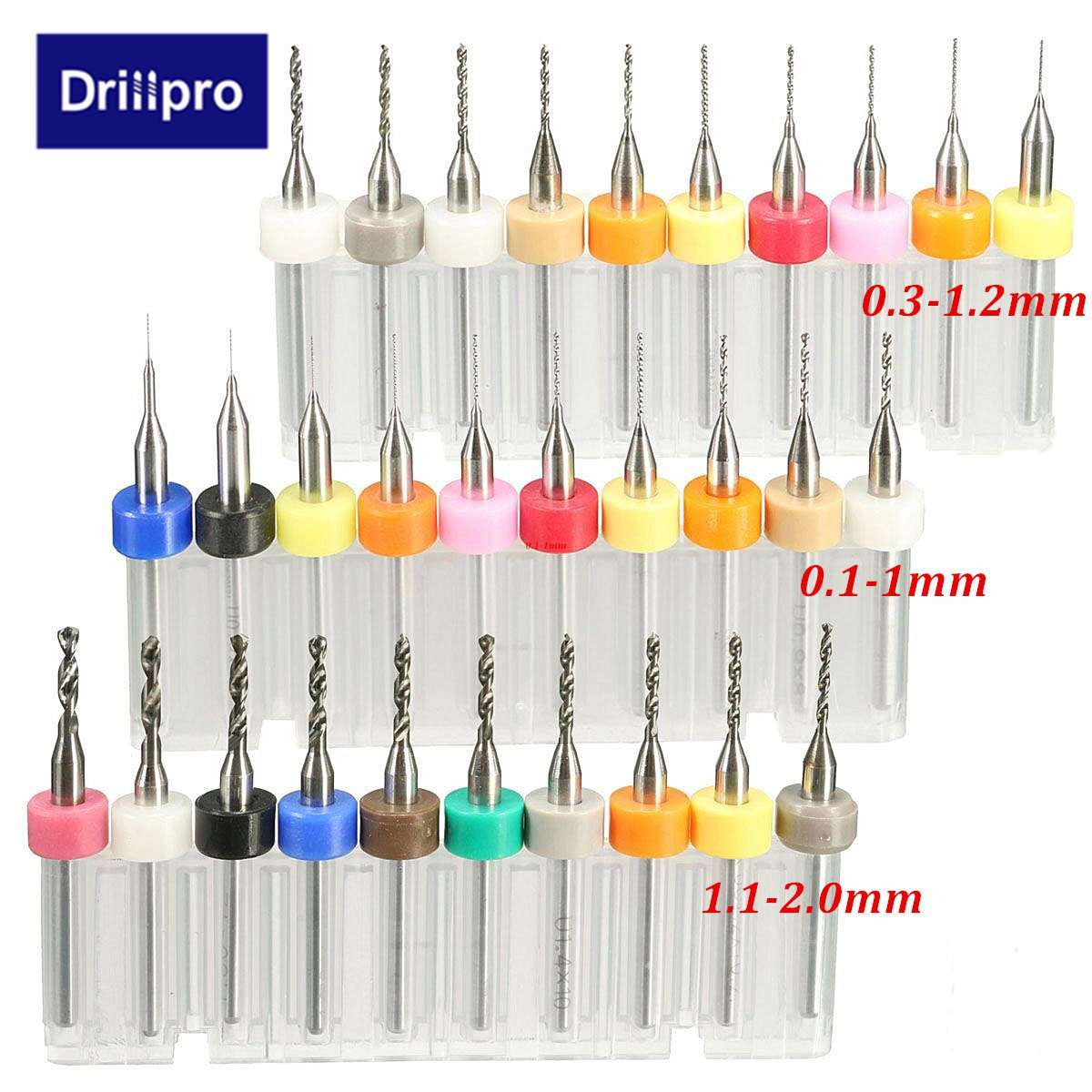 Drillpro DB-P1 10pcs Tungsten Steel Hard Alloy PCB CNC Drill Bits For Circuit B