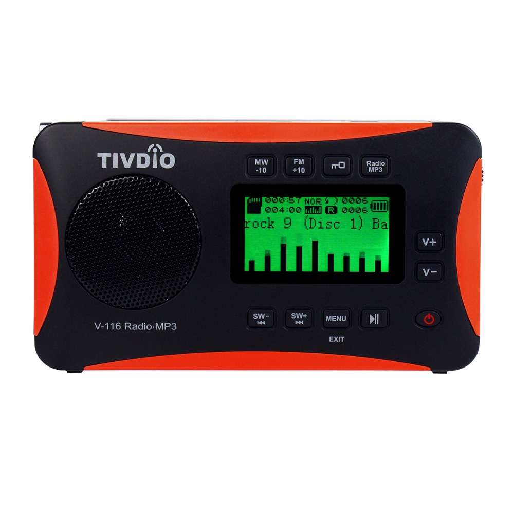TIVDIO V-116 Portable Shortwave Radio with FM MW SW Transistor Support Micro-SD