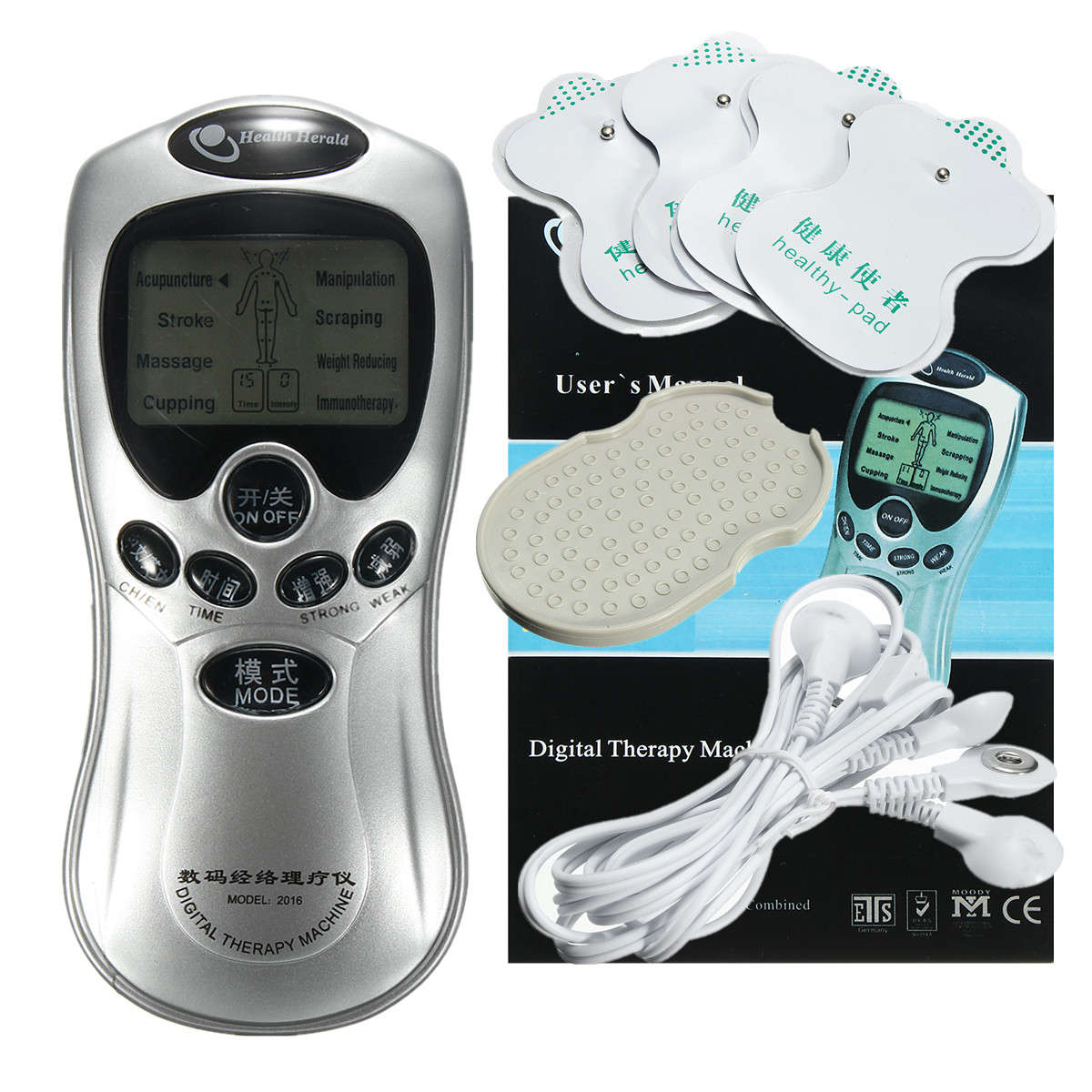 Electrical 4Pads Full Body Massager Digital Massage Acupuncture Therapy Pulse R