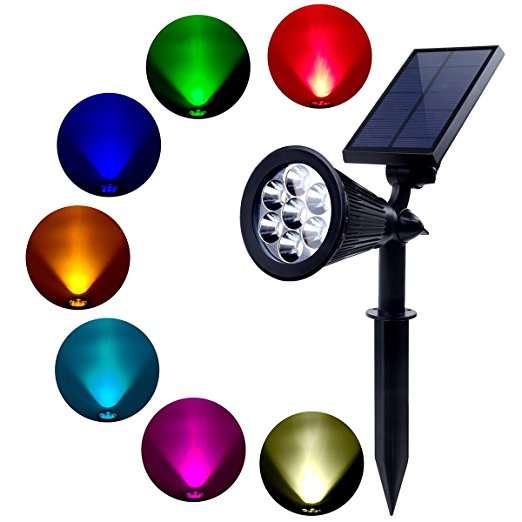 Solar Lights Outdoor 7 LED Solar Outdoor Color Changing Wall Light 180 Adjustab