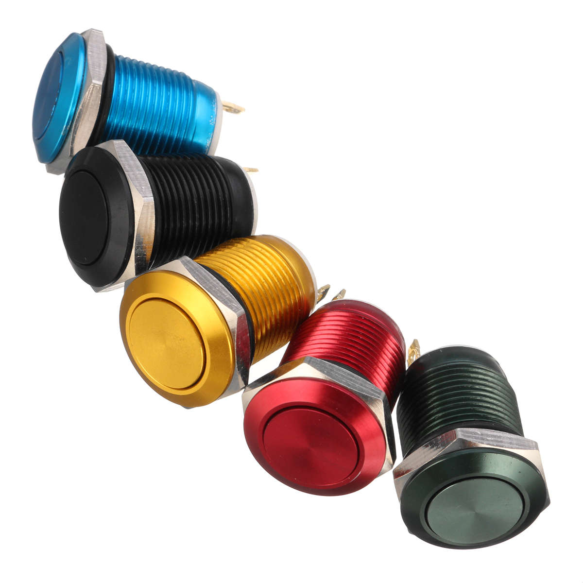 Excellway 5A/16V 12mm 2Pin Button Switch Stainless Steel Momentary Push Button