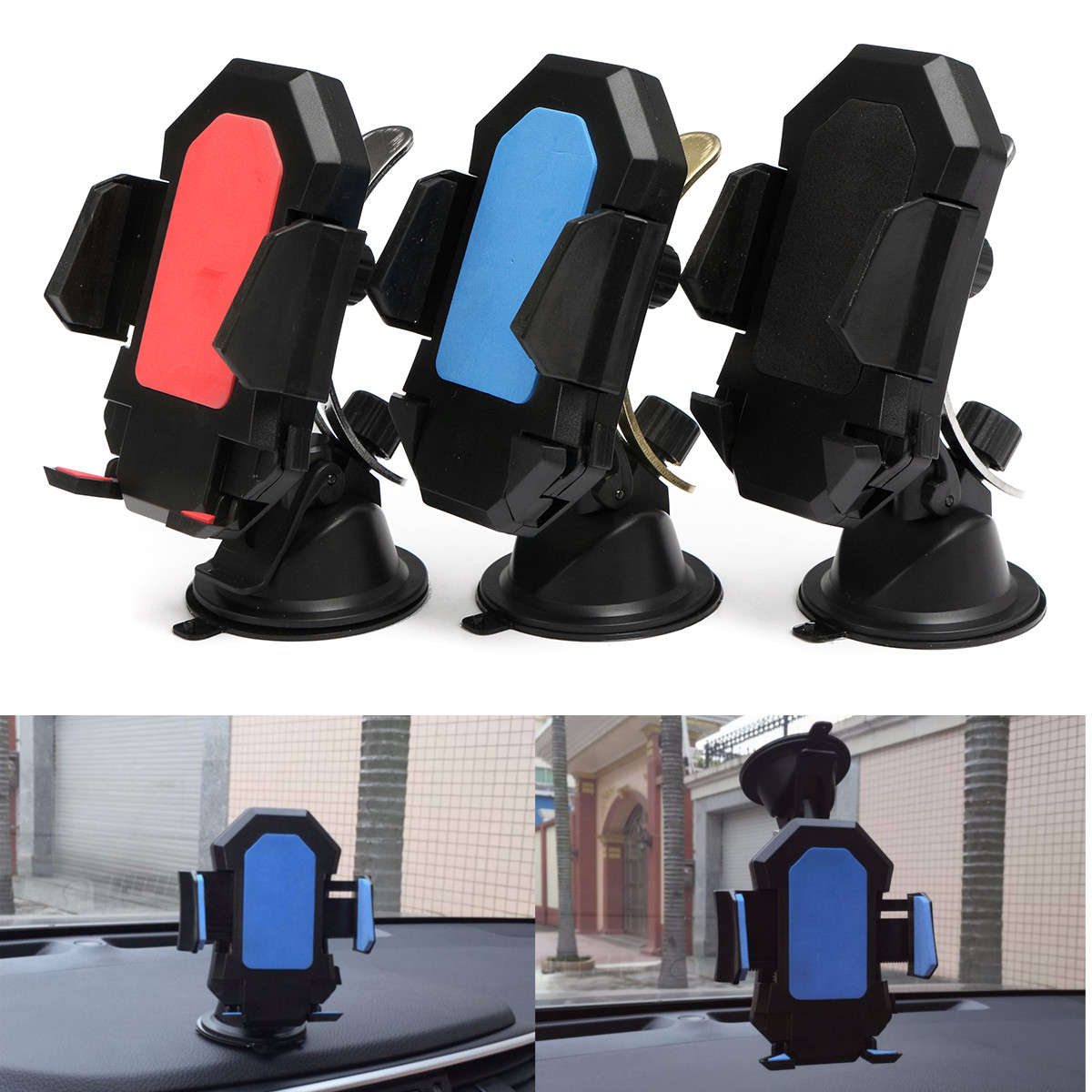 360 Degree Rotation Car Windscreen Suction Mount Phone Holder for 45-82mm Range