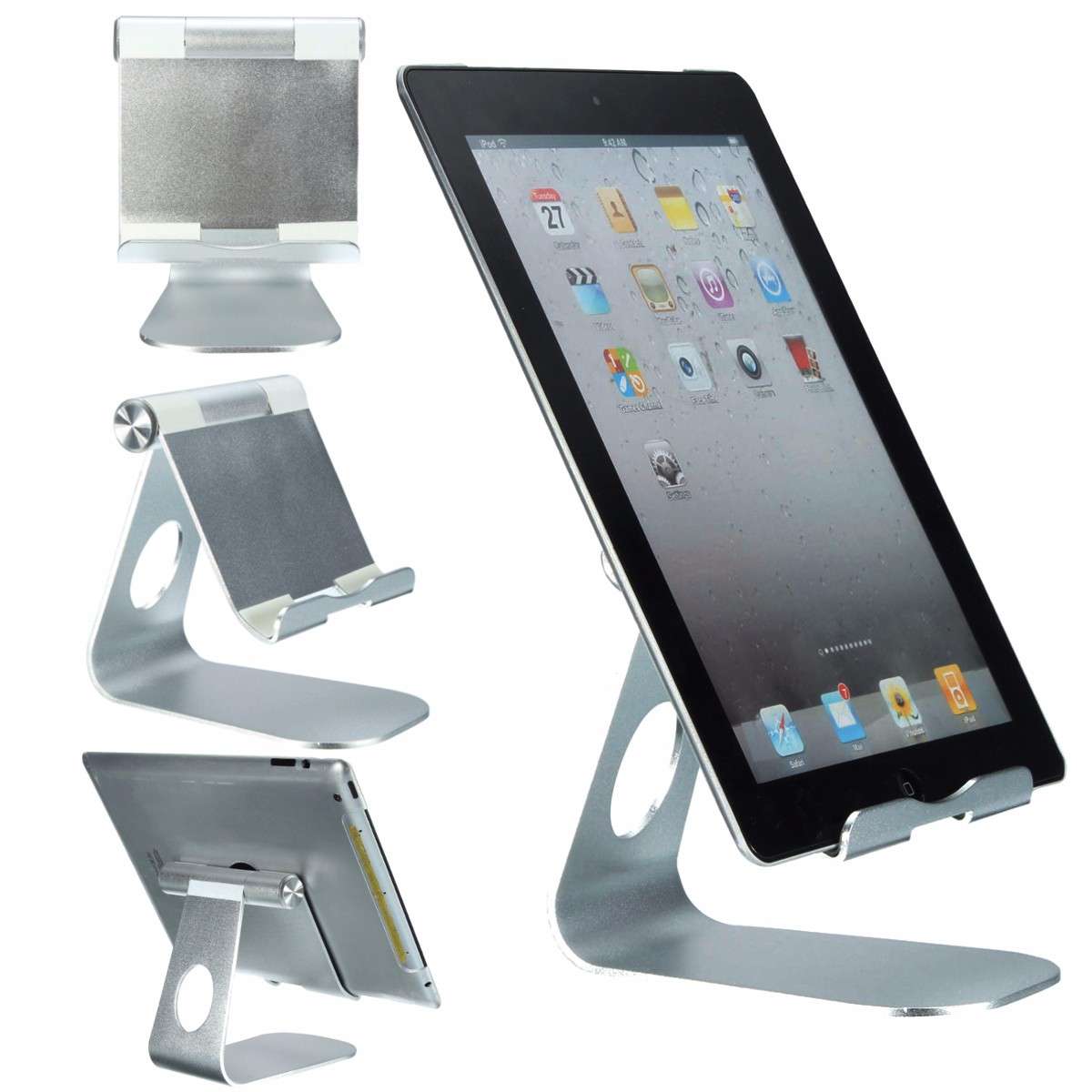 Universal Adjustable Aluminum Alloy Dock Holder Desk Stands For iPad Tablet Sma