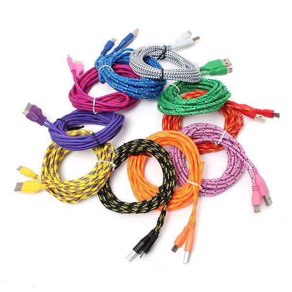 3M Micro USB Strong Round Braided Data Sync Charger Cable For Tablet Cellphone