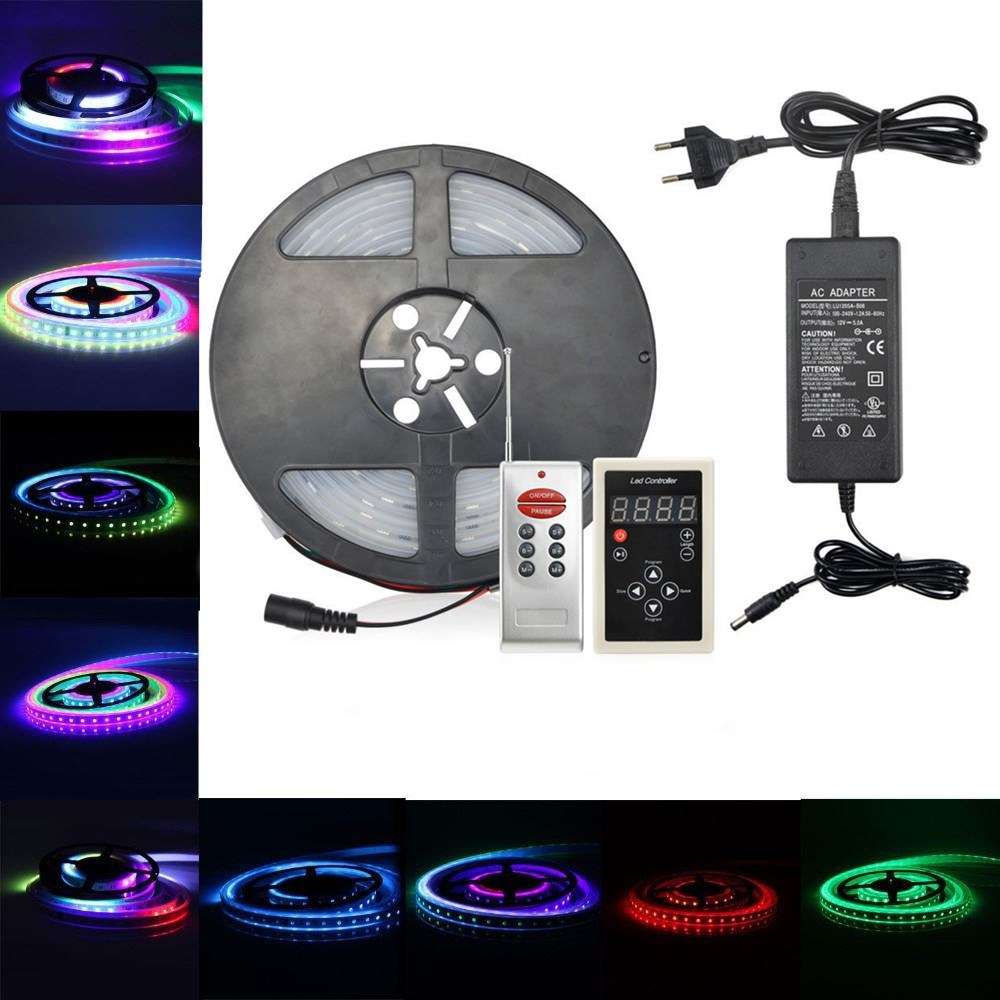 5M SMD5050 IC6803 RGB Remote Control Waterproof LED Strip Light+RF Controller+P