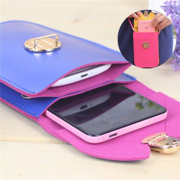Universal Woman Double Layer Wallet Case Phone Bag Mobile Package for under 5.8