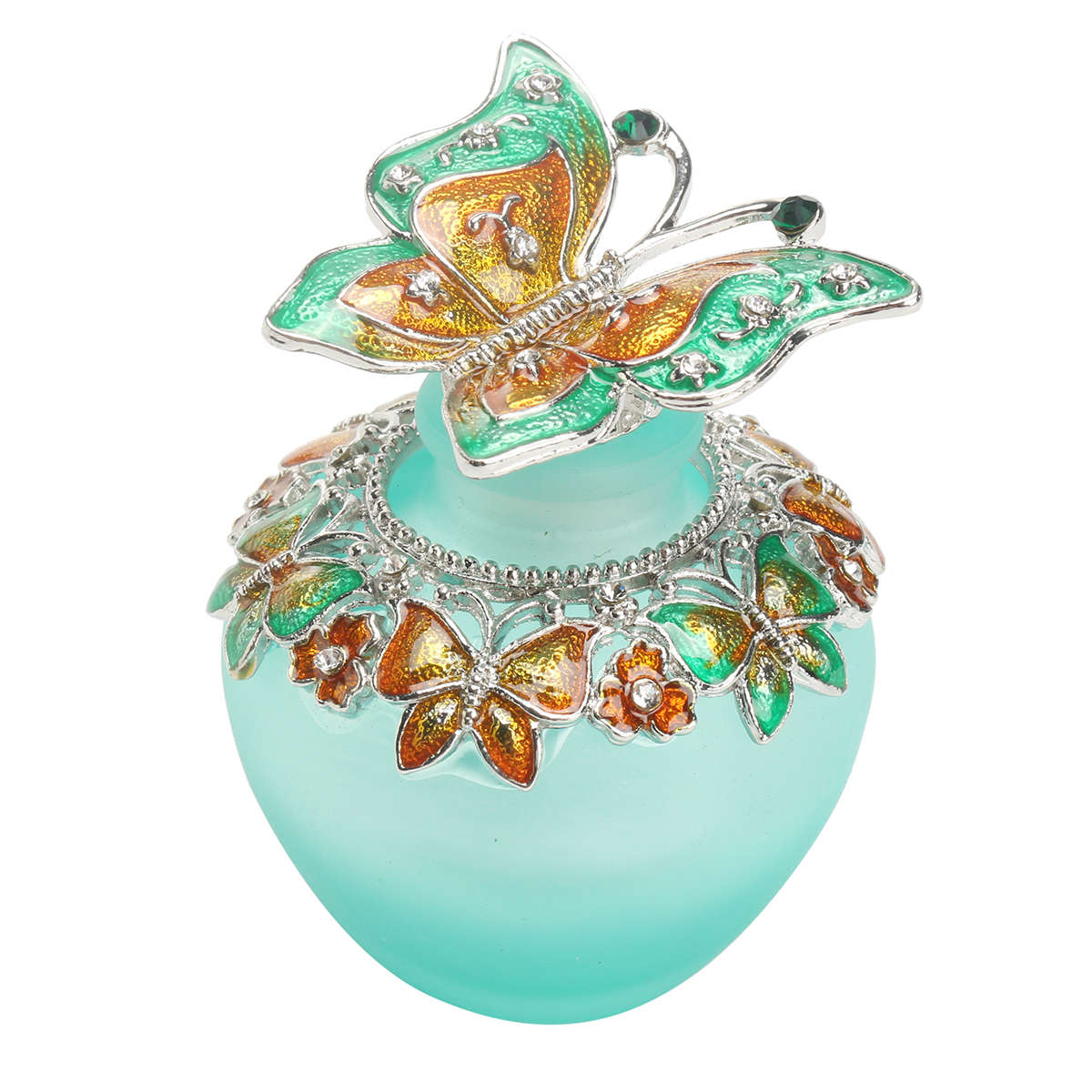 40ml Handmade Vintage Empty Blue Crystal Butterfly Refillable Perfume Bottles L