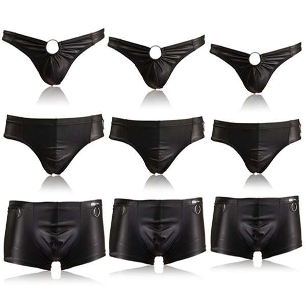 Sexy Black Faux Leather Panties G-string Fashion Casual Thong Trunk Briefs