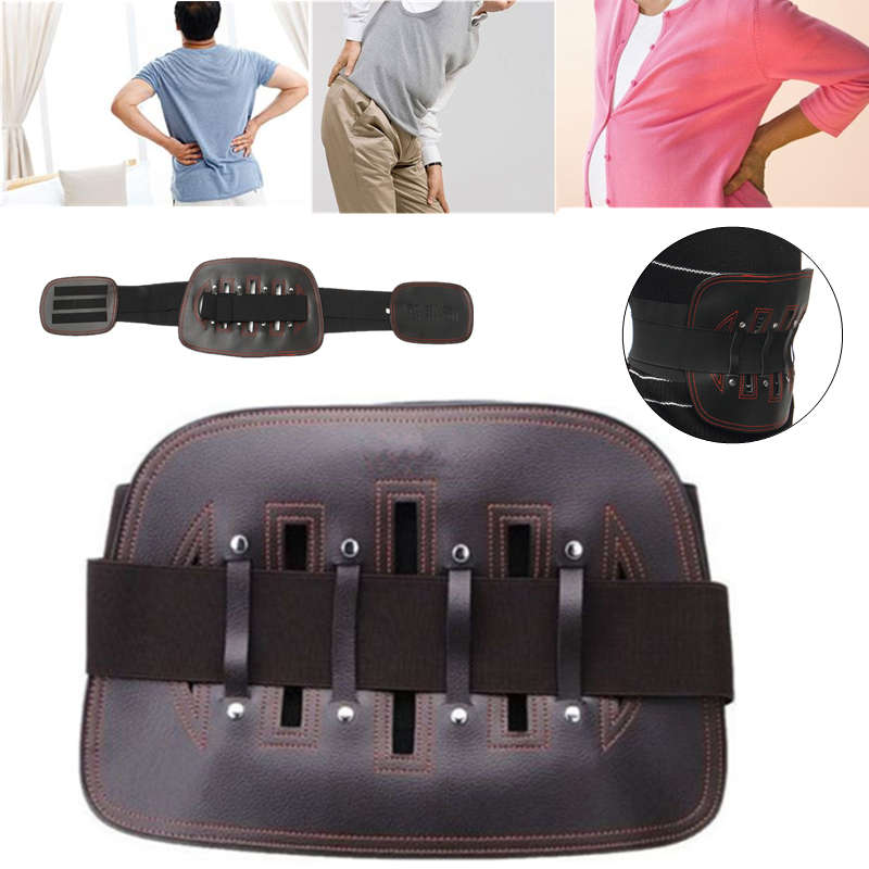 Sport Black Magnetic Heat Waist Belt Brace For Pain Relief Lower Back Therapy L