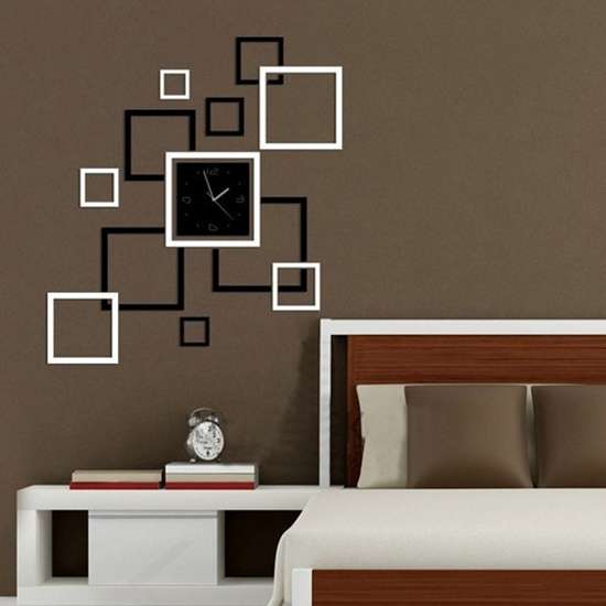 Honana DX-X4 Creative 3D Acrylic Mirror Wall Sticker Quartz Clocks Square Watch