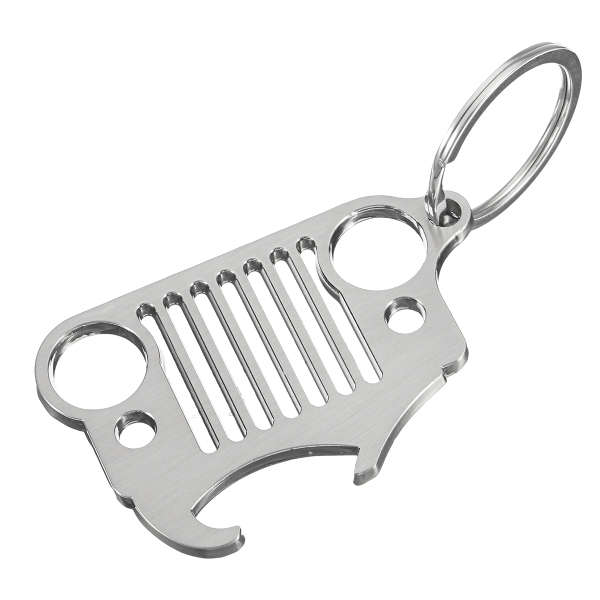 Jeep Grille Stainless Steel Keychain Beer Bottle Opener Key Ring EDC Gadget