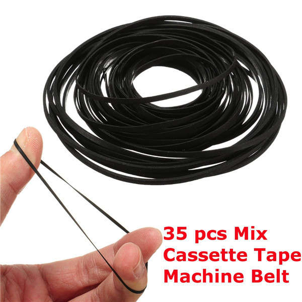 35pcs 40-135mm Generic Mix Cassette Tape Machine Belt Assorted Common Belt