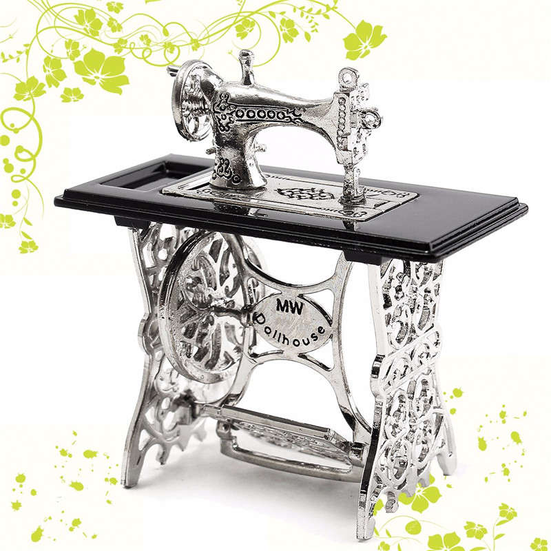 Vintage Miniature Dollhouse Furniture Sewing Machine Furniture Table Metal Home