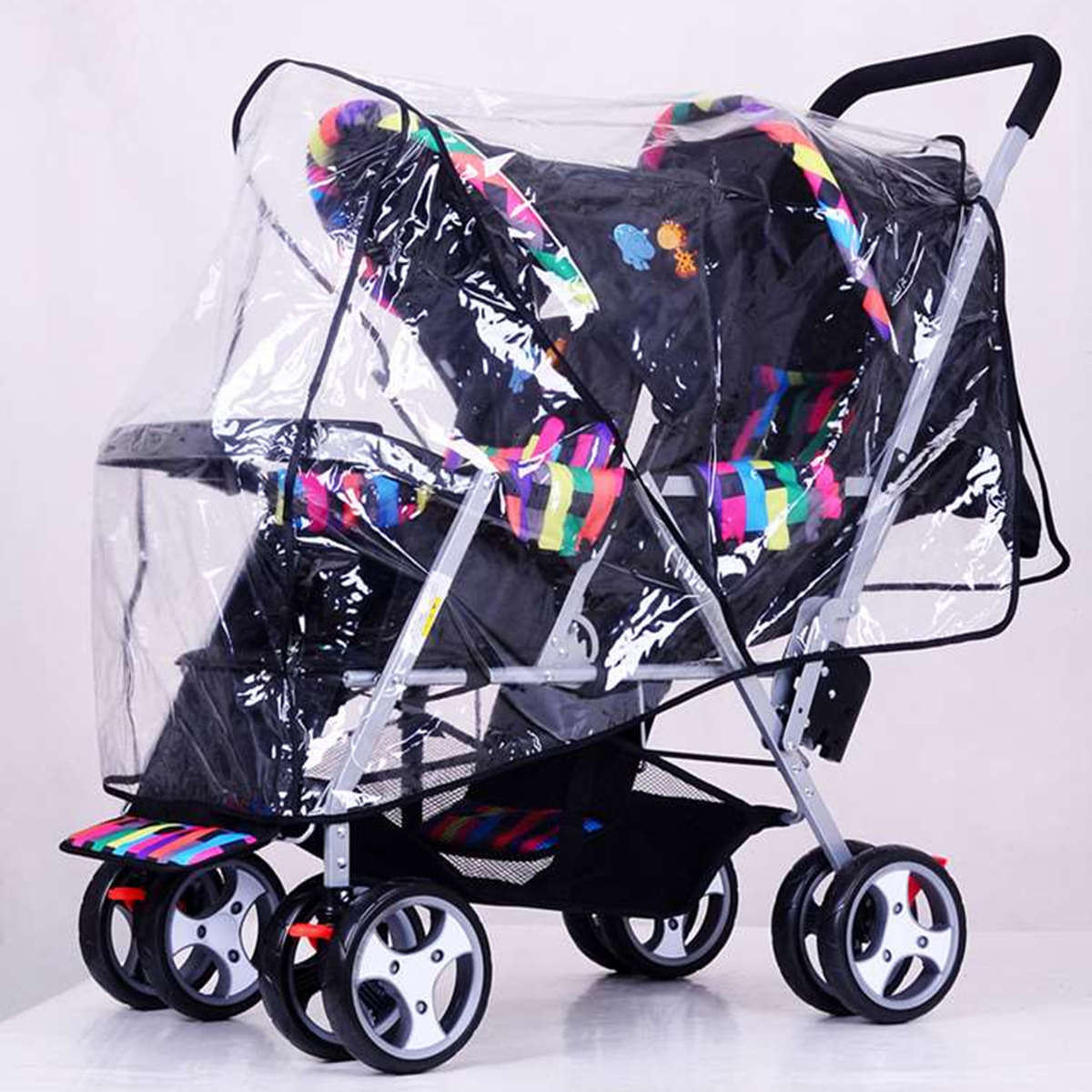Clear Stroller Rain Cover Weather Pram Baby Infant Double Pushchair Wind Shield
