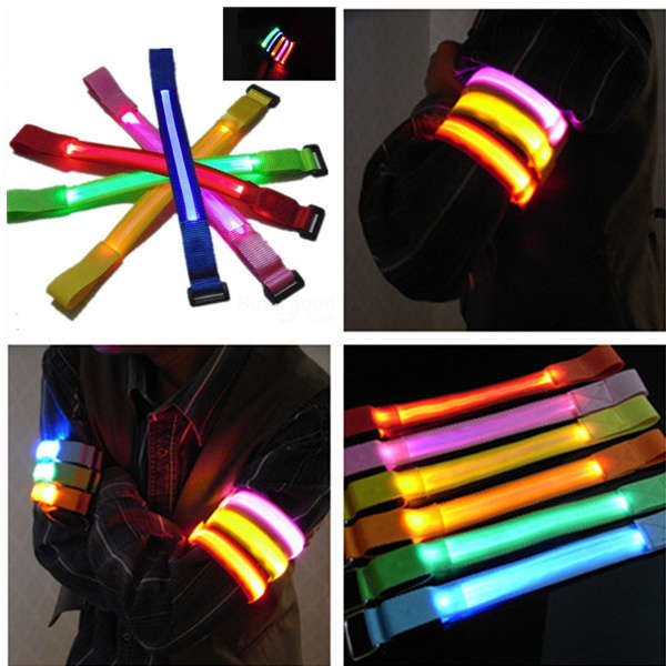 Sports Cycling LED Safety Arm Band Flash Wrist Straps