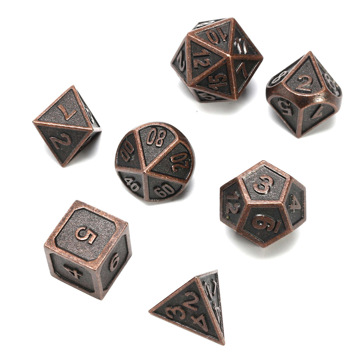 ECUBEE Solid Metal Polyhedral Dice Antique Color Role Playing RPG Gadget 7 Dice