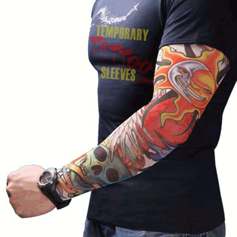 Men Women Nylon Tattoo Arm Sleeves Elastic Cool UV Sun Protection Cycling Fishi