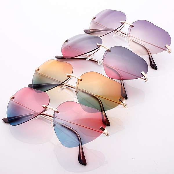 UV400 Outdoor Sunglasses Heart Shaped Metal Frame Sunglasses