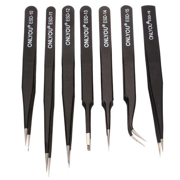 7pcs BGA Precision Tweezer Set Antistatic Tweezers Stainless Tweezers