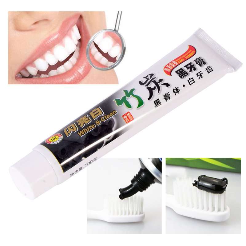 Bamboo Charcoal Black Teeth Whitening Toothpaste Smoke Stains Tartar Removal Or