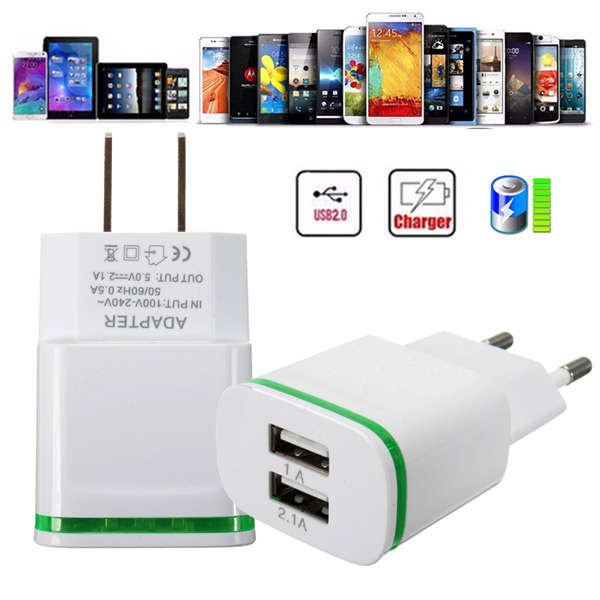 Universal Mini USB Dual Ports Wall Chargers Power Adapter for Tablet Cellphone