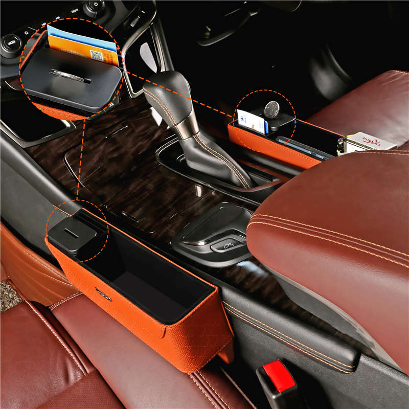 PU Leather Car Seat Gap Storage Box Money Pot Grain Organizer Gap Slit filler P