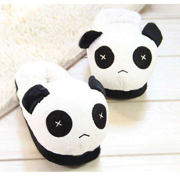 Women Men Lovers Cute Panda Warm Plush Indoor Home Slippers Shoes