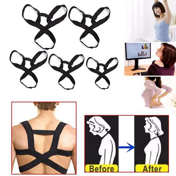 Men Women Adjustable Back Support Belt Posture Correction Correct Brace Shoulde