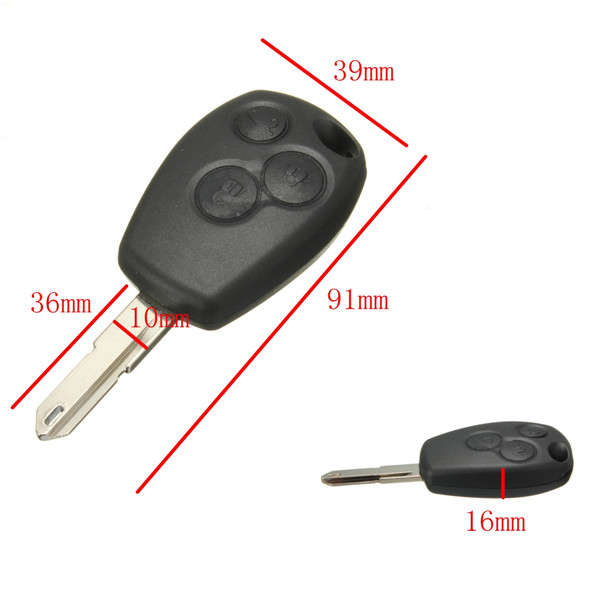 3 Button Remote Key Shell Uncut Blade For RENAULT Clio Megan Modus