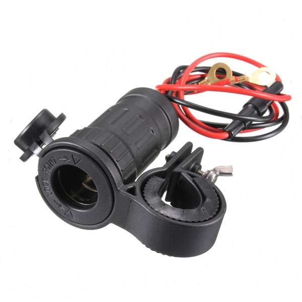 Motorcycle Cigarette Lighter Socket Plug Adapter Handlebar Mount