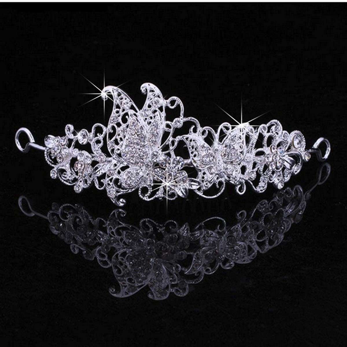 Bridal Butterfly Rhinestone Tiara Wedding Party Headpieces Shiny Crystal Prince