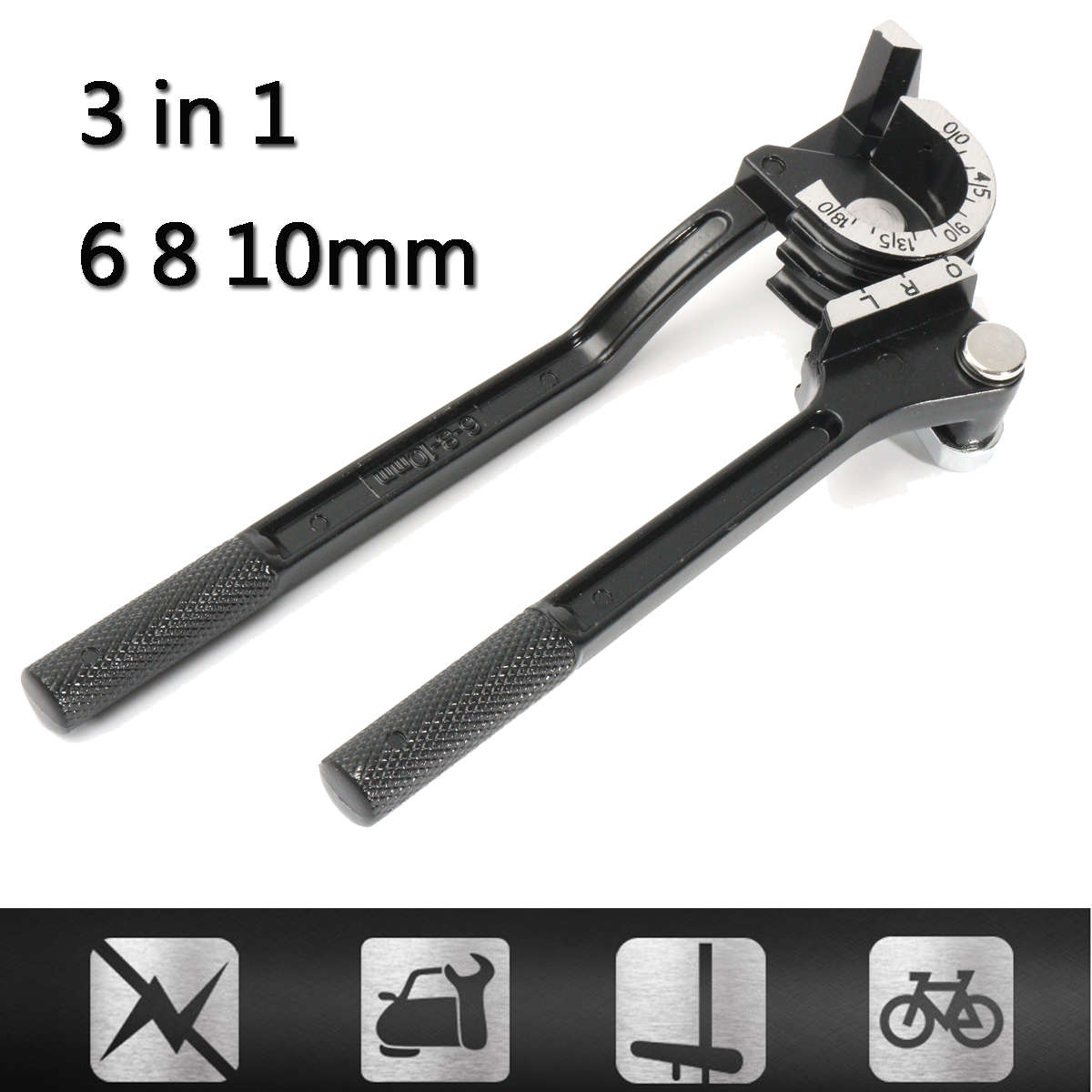 3 in 1 Black Pipe Bender Device Tube Pipe Bending Tool Three Slots 6 8 10mm Bra