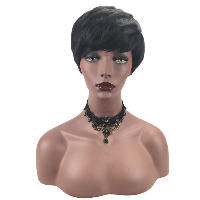 Women Short 100% Virgin Brazilian Wigs Straight Human Hair Wig No Lace Wig