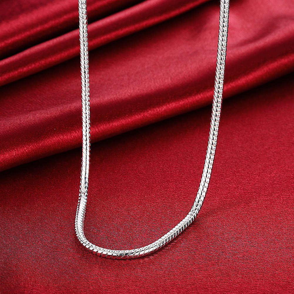 4mm 20inch Snake Necklace Silver Simple Chain Men Necklace Jewelry