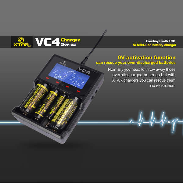 XTAR VC4 LCD Screen USB Battery Charger For 18650 26650 14500 Battery