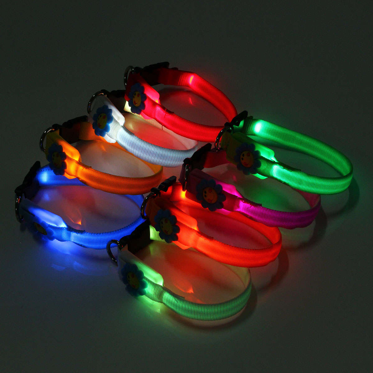 New Pet Collars Pet Dog Cat Waterproof LED Lights Flash Night Safety Nylon Adju
