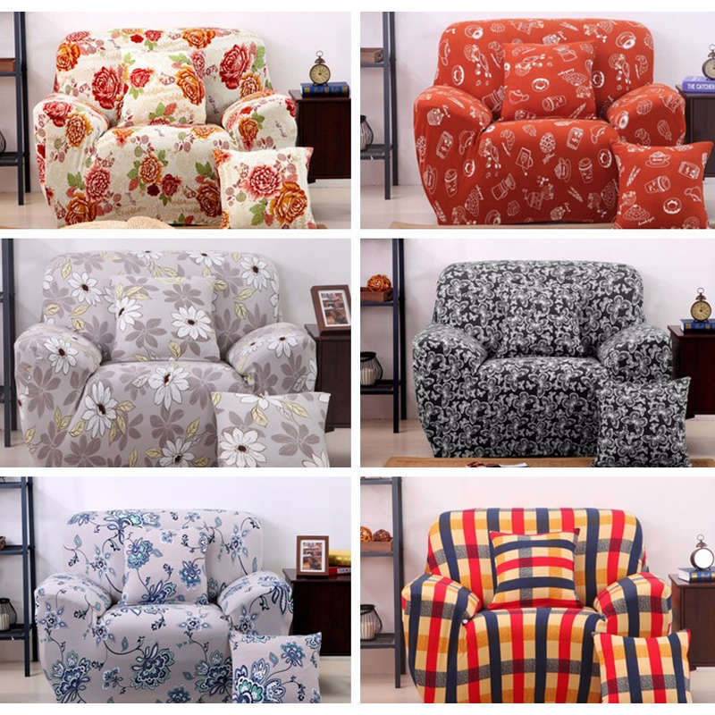 One Seater Textile Spandex Strench Flexible Printed Elastic Sofa Couch Cover Fu