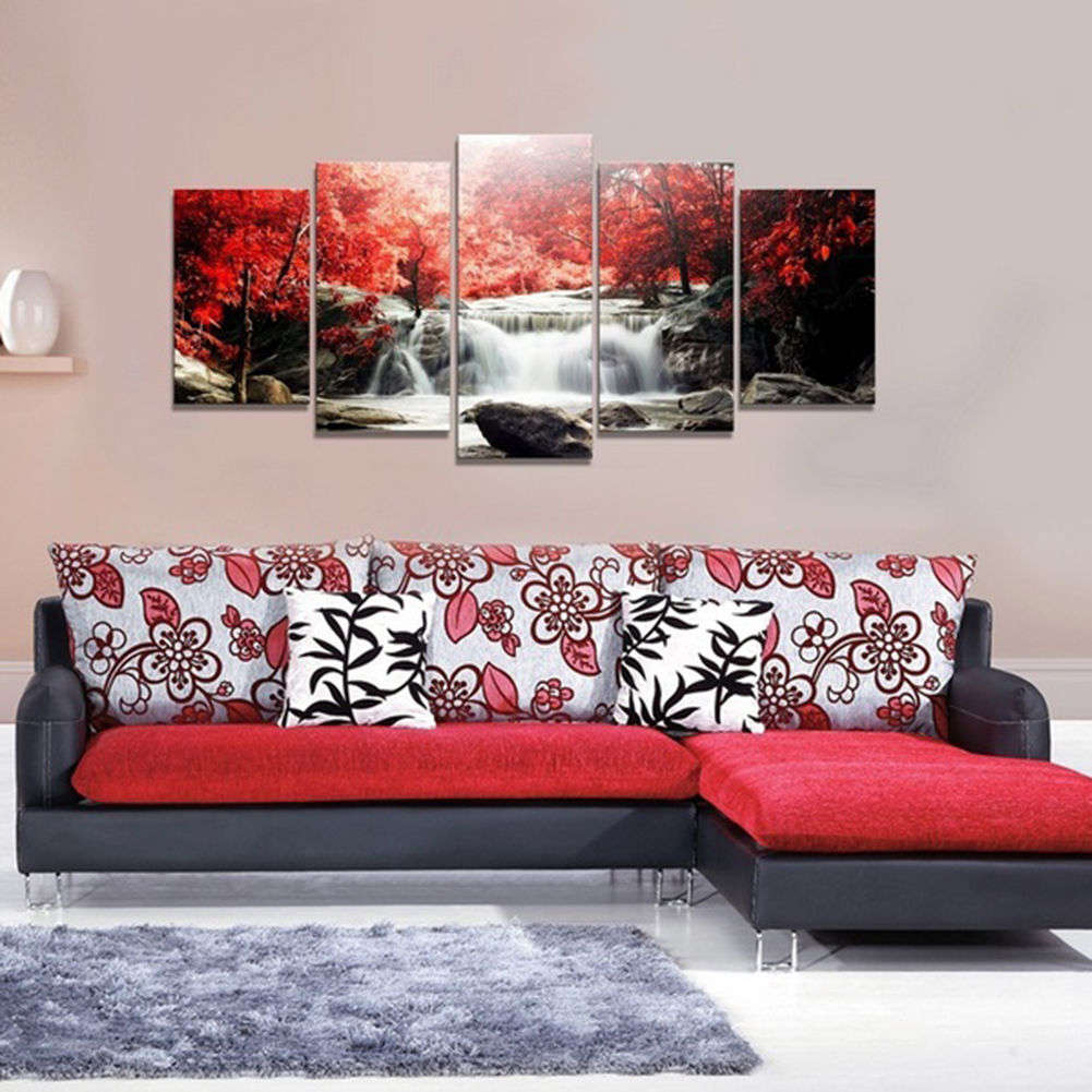 5 Cascade Mangrove waterfall Abstract Canvas Wall Painting Picture Home Decorat