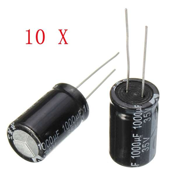 Geekcreit 10pcs 35V 1000uF Electrolytic Capacitor Low ESR 13 x 20mm
